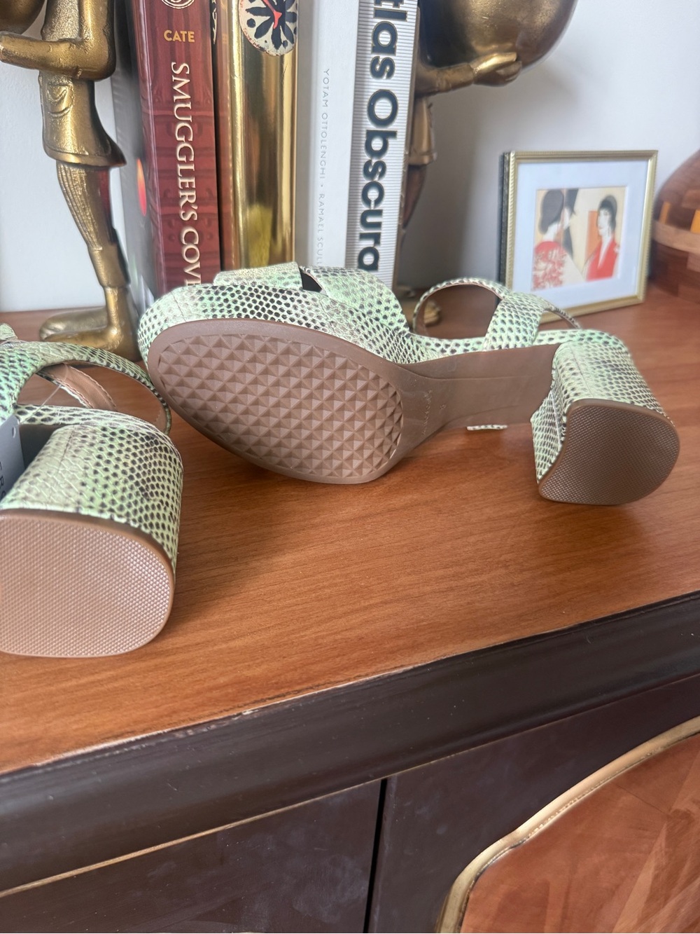 AEROSOLES Cosmos Sandal - Green Snake-Print NWOB - Picture 6 of 6
